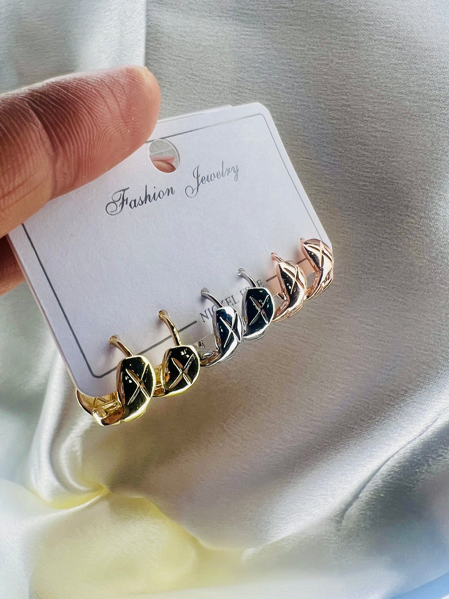 Cool Dome designed Hoop Earrings Set – Gold, Silver & Rose Gold