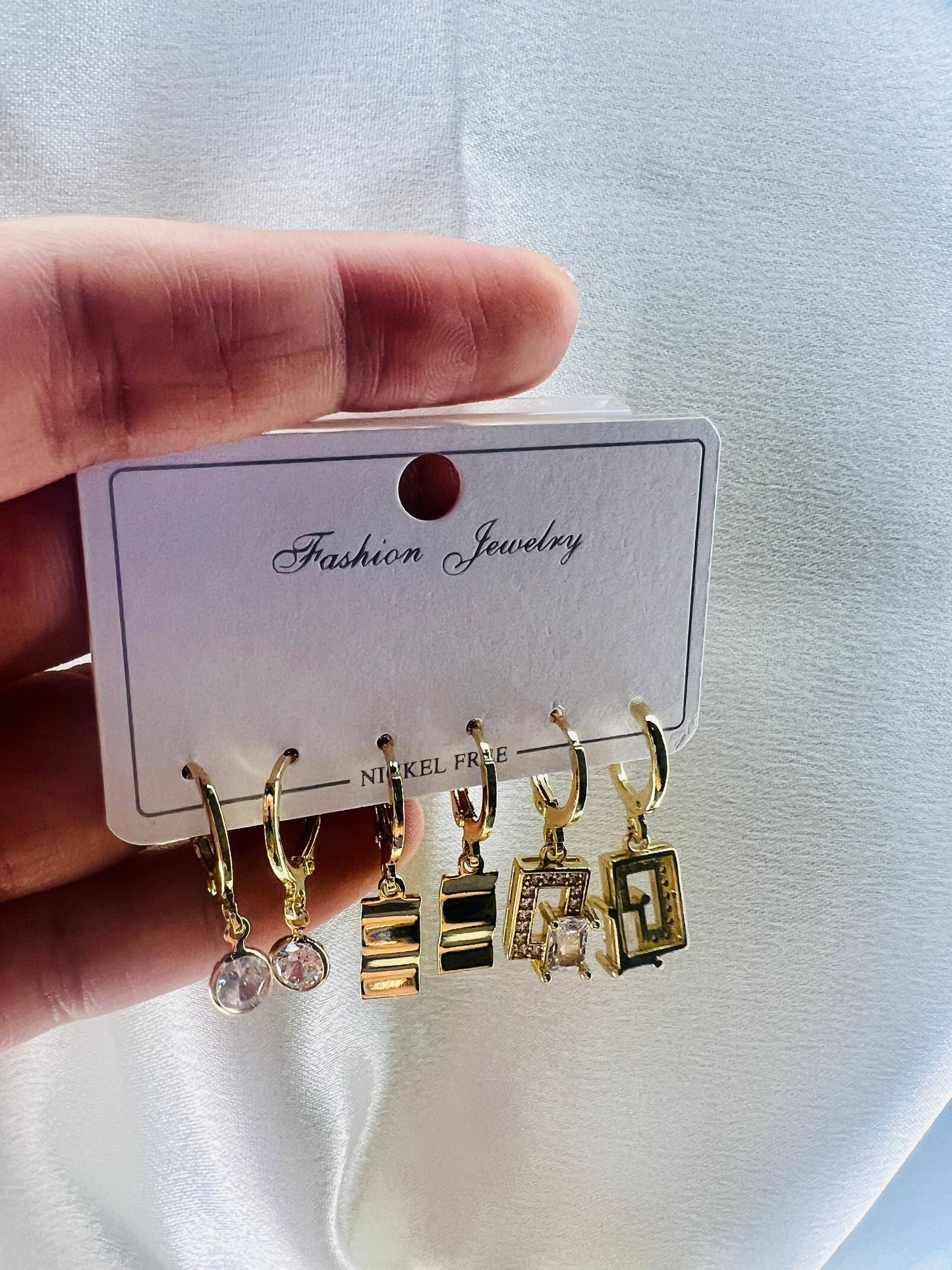 Geometric Charm Hoop Earrings Set – Crystal & Modern Shapes