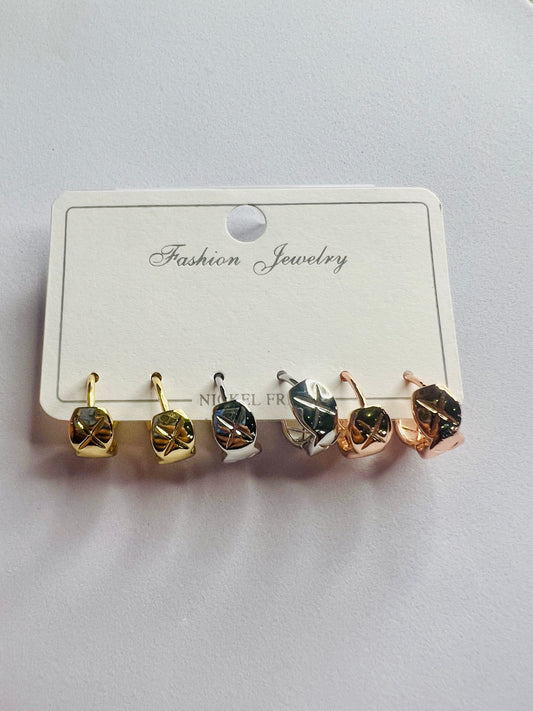 Cool Dome designed Hoop Earrings Set – Gold, Silver & Rose Gold