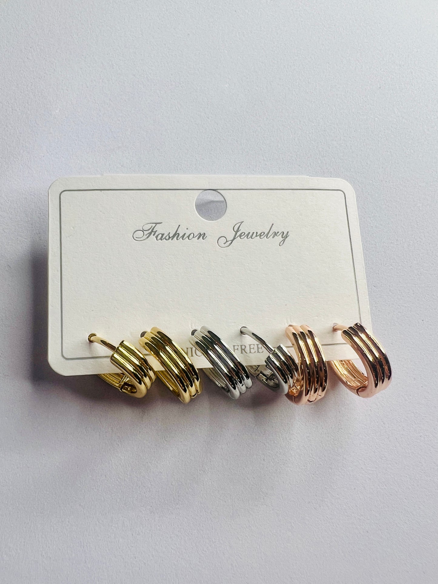 Band Hoop Earrings Set – Gold, Silver & Rose Gold