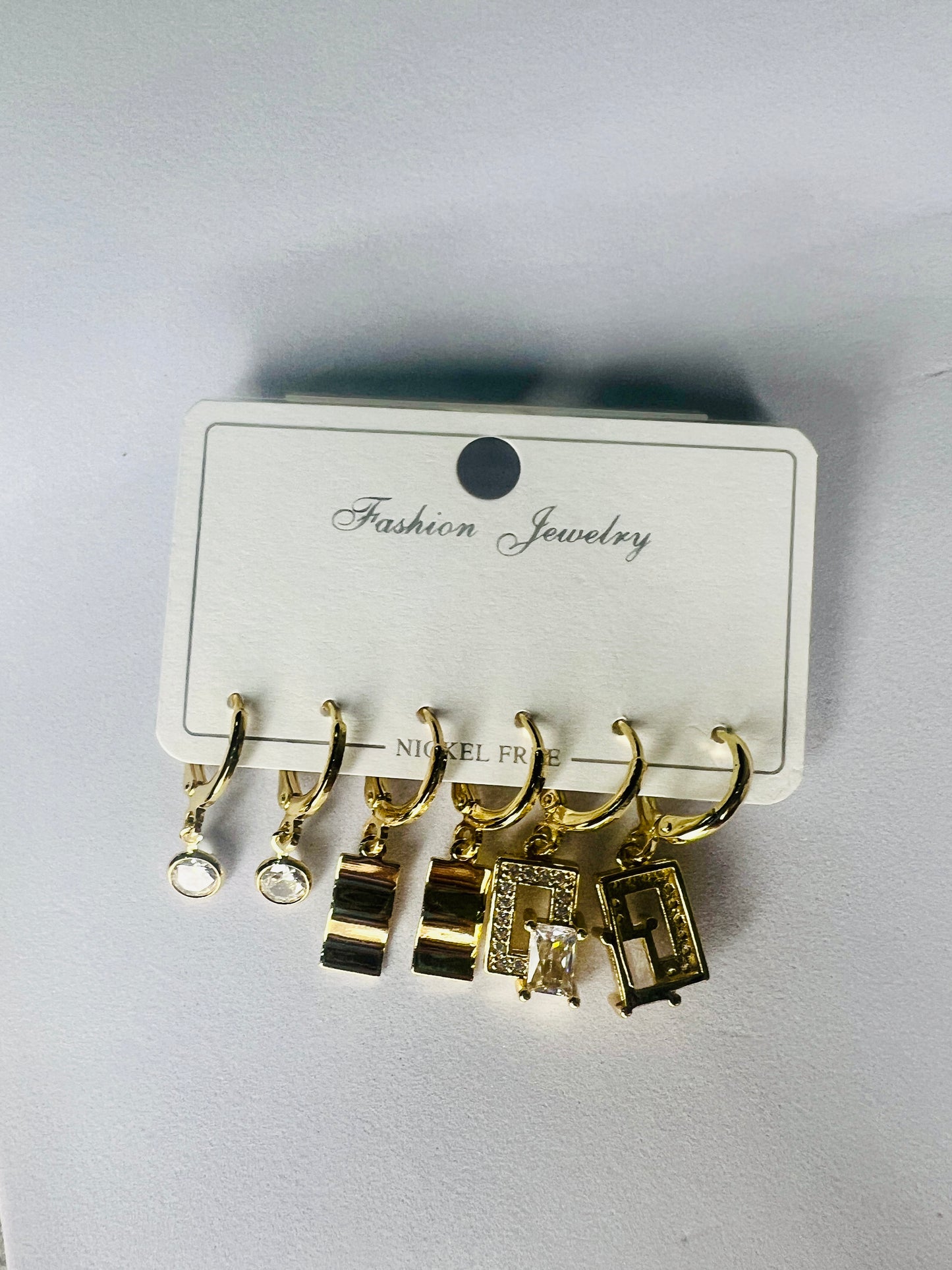 Geometric Charm Hoop Earrings Set – Crystal & Modern Shapes