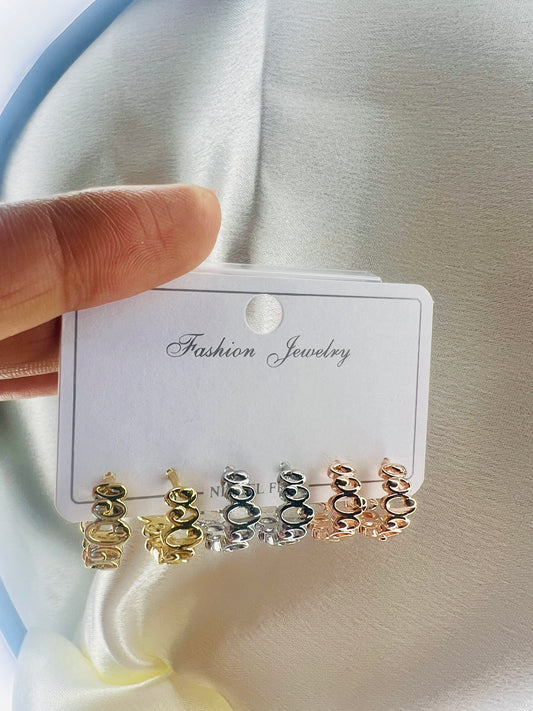 Wavy Hoop Earrings Set – Gold, Silver & Rose Gold