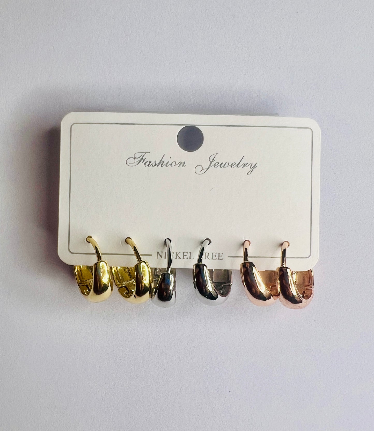 Chunky Dome Hoop Earrings Set – Gold, Silver & Rose Gold